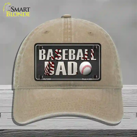 Baseball Dad Novelty License Plate Hat Unconstructed Cotton / Khaki