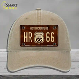 Historic Route 66 Vintage Novelty License Plate Hat Unconstructed Cotton / Khaki