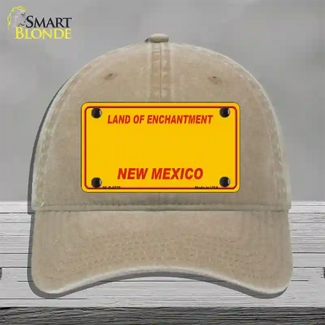 New Mexico Yellow Novelty License Plate Hat Unconstructed Cotton / Khaki