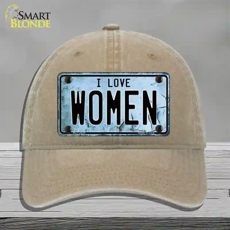 I Love Women Novelty License Plate Hat Unconstructed Cotton / Khaki