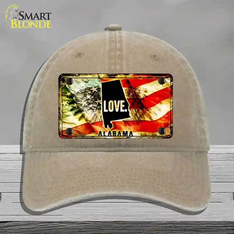 Alabama Love Novelty License Plate Hat Unconstructed Cotton / Khaki