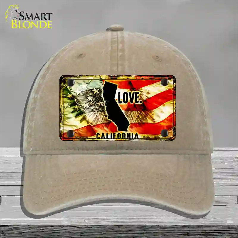 California Love Novelty License Plate Hat Unconstructed Cotton / Khaki