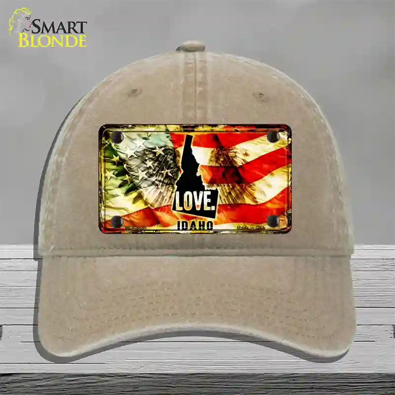 Idaho Love Novelty License Plate Hat Unconstructed Cotton / Khaki