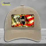 Illinois Love Novelty License Plate Hat Unconstructed Cotton / Khaki