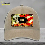 Iowa Love Novelty License Plate Hat Unconstructed Cotton / Khaki