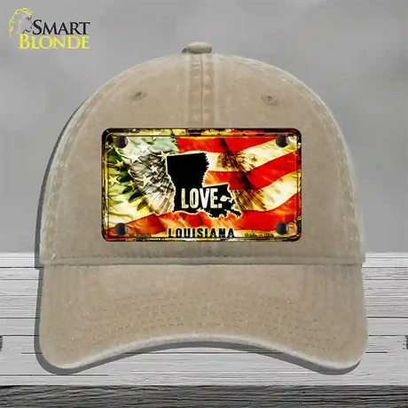 Louisiana Love Novelty License Plate Hat Unconstructed Cotton / Khaki