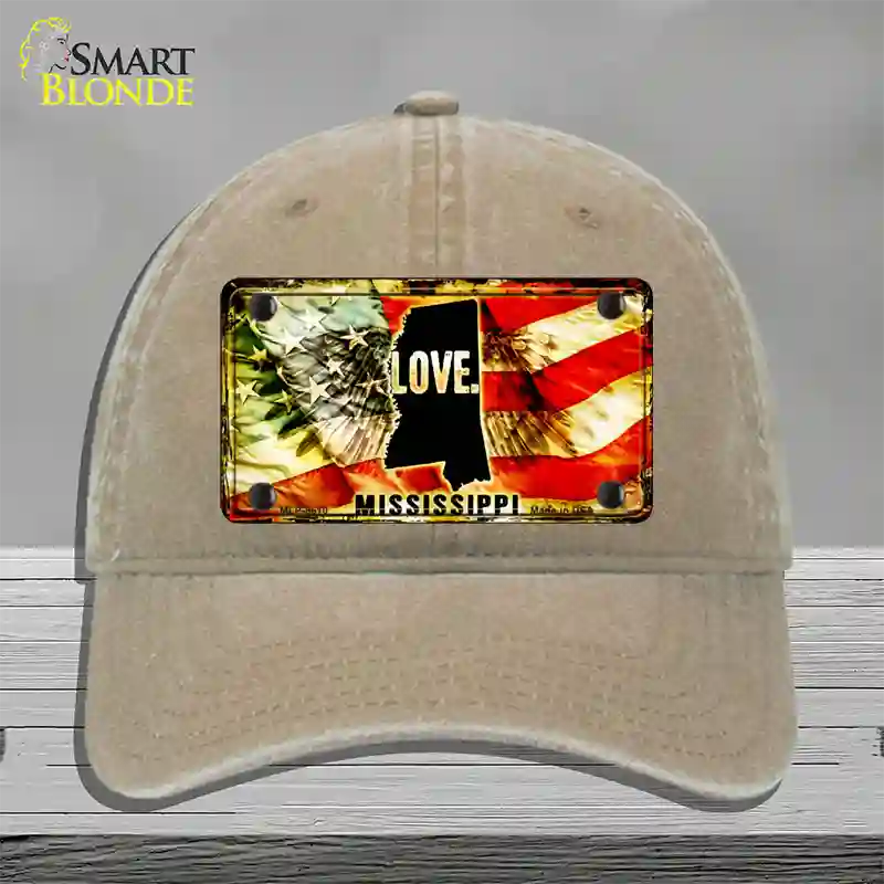 Mississippi Love Novelty License Plate Hat Unconstructed Cotton / Khaki