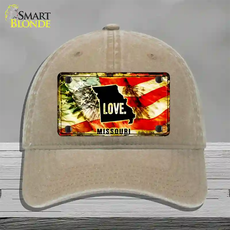 Missouri Love Novelty License Plate Hat Unconstructed Cotton / Khaki