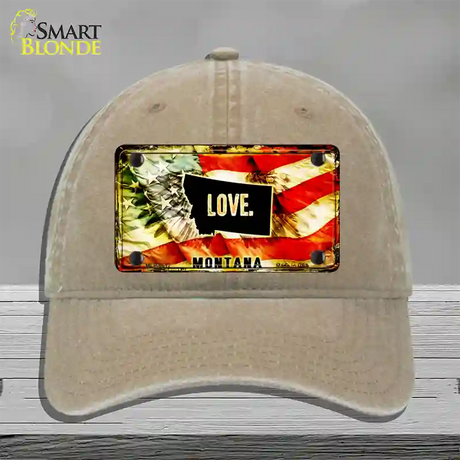 Montana Love Novelty License Plate Hat Unconstructed Cotton / Khaki