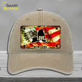 New York Love Novelty License Plate Hat Unconstructed Cotton / Khaki