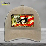 North Carolina Love Novelty License Plate Hat Unconstructed Cotton / Khaki