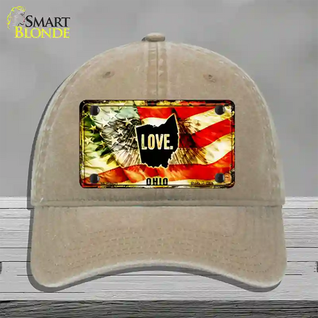 Ohio Love Novelty License Plate Hat Unconstructed Cotton / Khaki