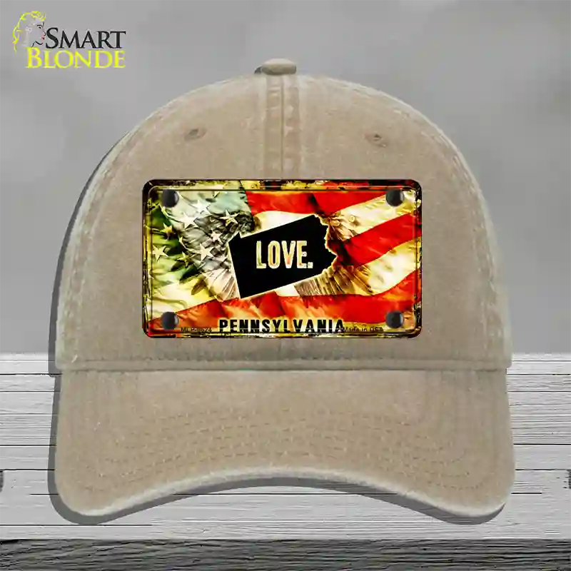 Pennsylvania Love Novelty License Plate Hat Unconstructed Cotton / Khaki