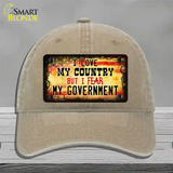 I Love My Country Novelty License Plate Hat Unconstructed Cotton / Khaki