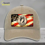 POW MIA With USA Flag Novelty License Plate Hat Unconstructed Cotton / Khaki