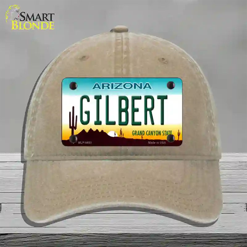 Gilbert Arizona Novelty License Plate Hat Unconstructed Cotton / Khaki