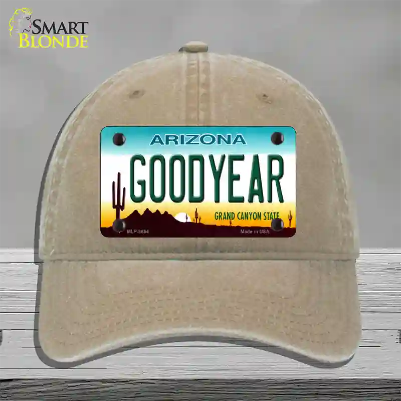 Goodyear Arizona Novelty License Plate Hat Unconstructed Cotton / Khaki