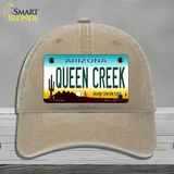 Queen Creek Arizona Novelty License Plate Hat Unconstructed Cotton / Khaki