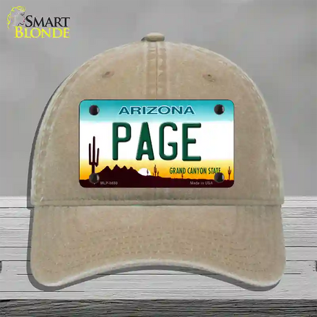 Page Arizona Novelty License Plate Hat Unconstructed Cotton / Khaki