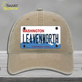 Leavenworth Washington Novelty License Plate Hat Unconstructed Cotton / Khaki