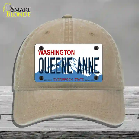 Queene Anne Washington Novelty License Plate Hat Unconstructed Cotton / Khaki