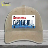 Capital Hill Washington Novelty License Plate Hat Unconstructed Cotton / Khaki