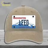 Leed Washington Novelty License Plate Hat Unconstructed Cotton / Khaki