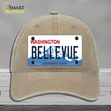 Bellevue Washington Novelty License Plate Hat Unconstructed Cotton / Khaki