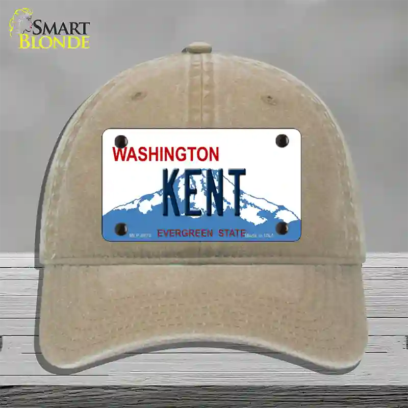 Kent Washington Novelty License Plate Hat Unconstructed Cotton / Khaki