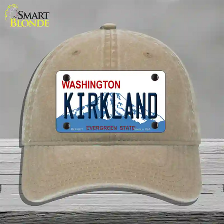 Kirkland Washington Novelty License Plate Hat Unconstructed Cotton / Khaki