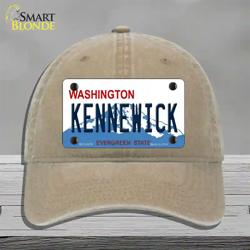 Kennewick Washington Novelty License Plate Hat Unconstructed Cotton / Khaki