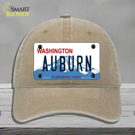 Auburn Washington Novelty License Plate Hat Unconstructed Cotton / Khaki