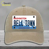 Bell Town Washington Novelty License Plate Hat Unconstructed Cotton / Khaki