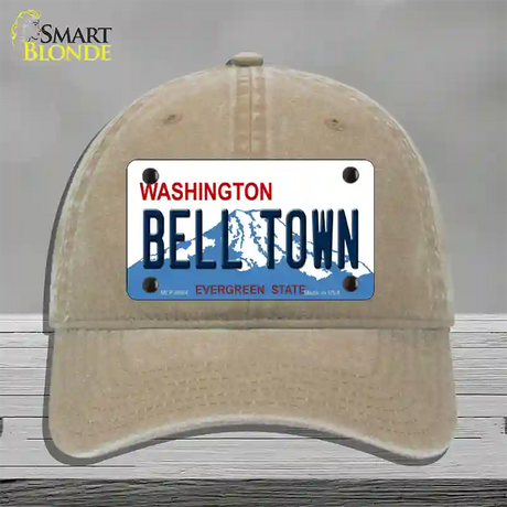 Bell Town Washington Novelty License Plate Hat Unconstructed Cotton / Khaki