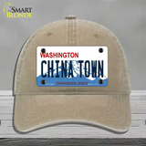 China Town Washington Novelty License Plate Hat Unconstructed Cotton / Khaki