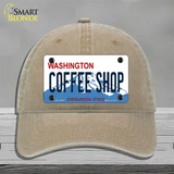 Coffee Shop Washington Novelty License Plate Hat Unconstructed Cotton / Khaki