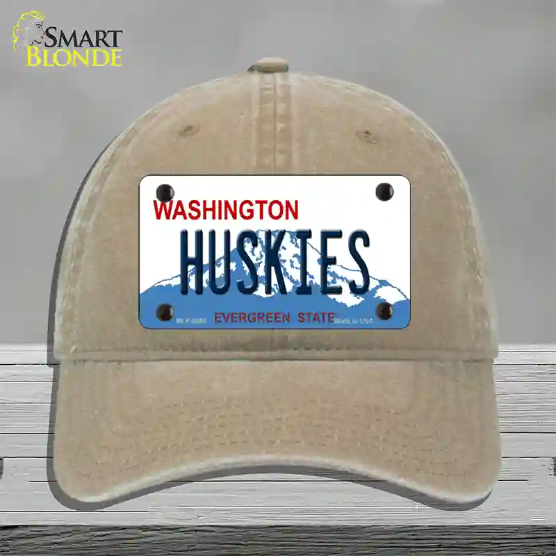 Huskies Washington Novelty License Plate Hat Unconstructed Cotton / Khaki