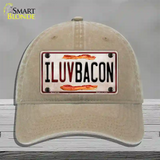 I Luv Bacon Novelty License Plate Hat Unconstructed Cotton / Khaki