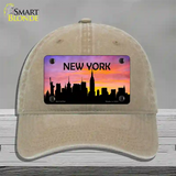 New York Silhouette Novelty License Plate Hat Unconstructed Cotton / Khaki