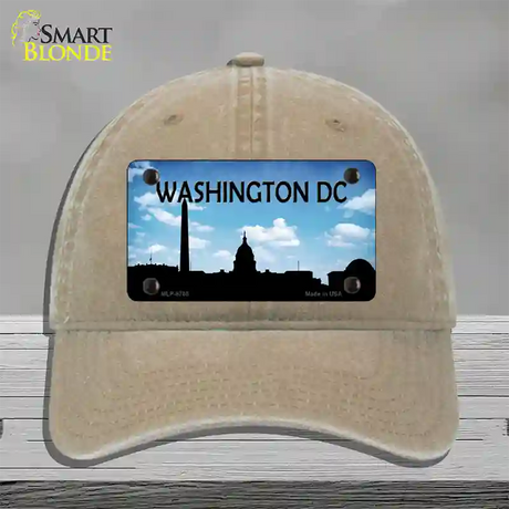 Washington DC Silhouette Novelty License Plate Hat Unconstructed Cotton / Khaki