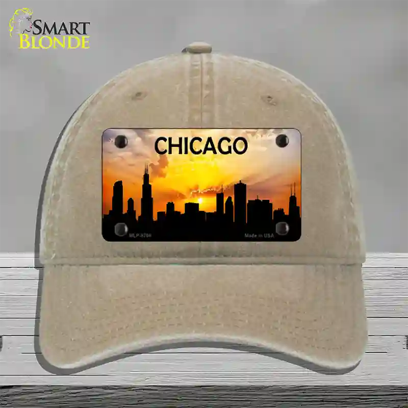 Chicago Silhouette Novelty License Plate Hat Unconstructed Cotton / Khaki