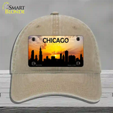 Chicago Silhouette Novelty License Plate Hat Unconstructed Cotton / Khaki