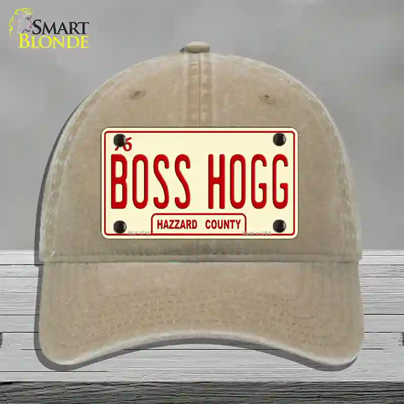 Boss Hogg Hazzard County Novelty License Plate Hat Unconstructed Cotton / Khaki