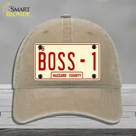 Boss 1 Novelty License Plate Hat Unconstructed Cotton / Khaki