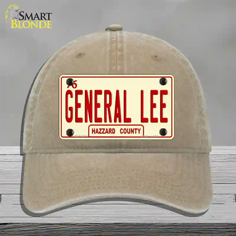 General Lee Hazzard County Novelty License Plate Hat Unconstructed Cotton / Khaki