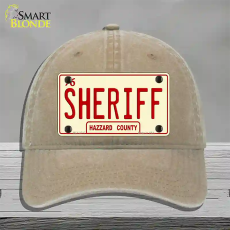 Sheriff Novelty License Plate Hat Unconstructed Cotton / Khaki