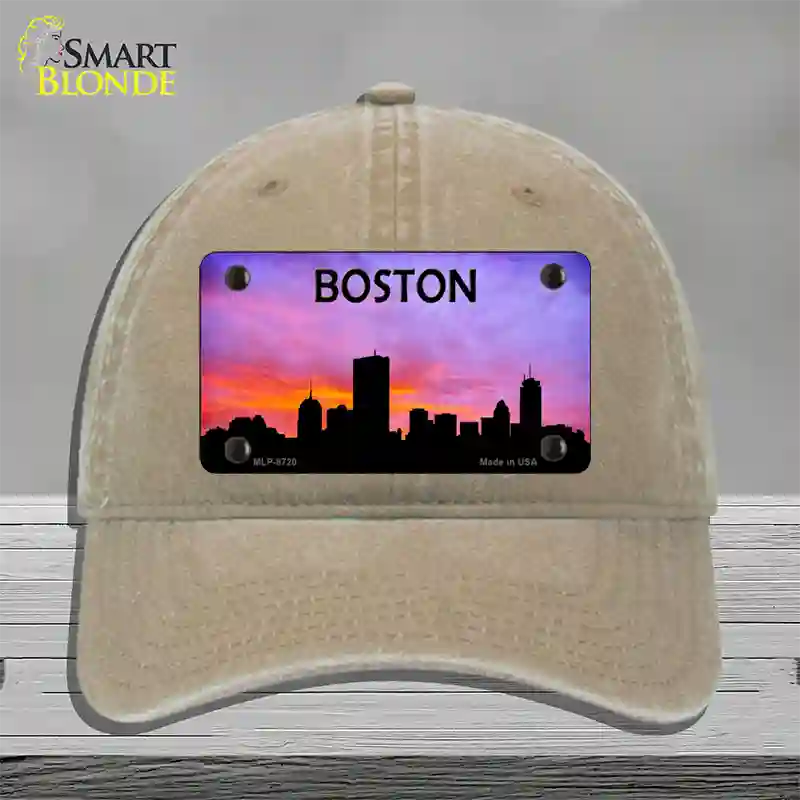 Boston Silhouette Novelty License Plate Hat Unconstructed Cotton / Khaki