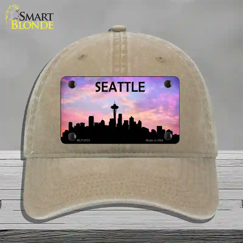 Seattle Silhouette Novelty License Plate Hat Unconstructed Cotton / Khaki