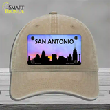 San Antonio Silhouette Novelty License Plate Hat Unconstructed Cotton / Khaki