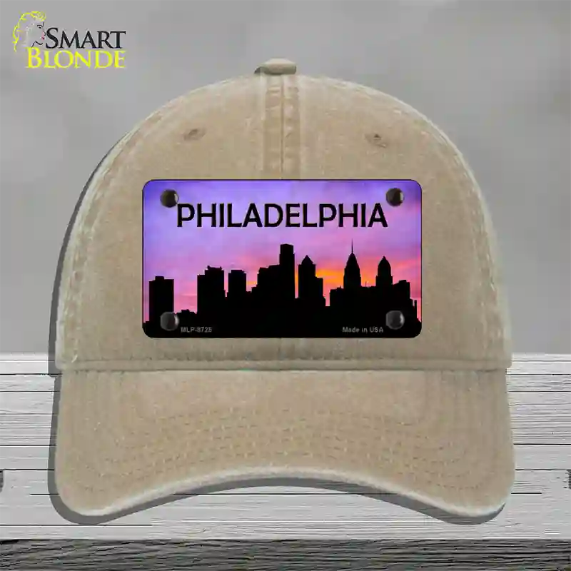 Philadelphia Silhouette Novelty License Plate Hat Unconstructed Cotton / Khaki